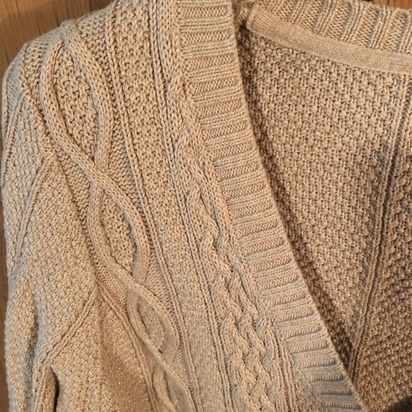 Gold Cable Knit Button Down Sweater - Picture 3 of 4